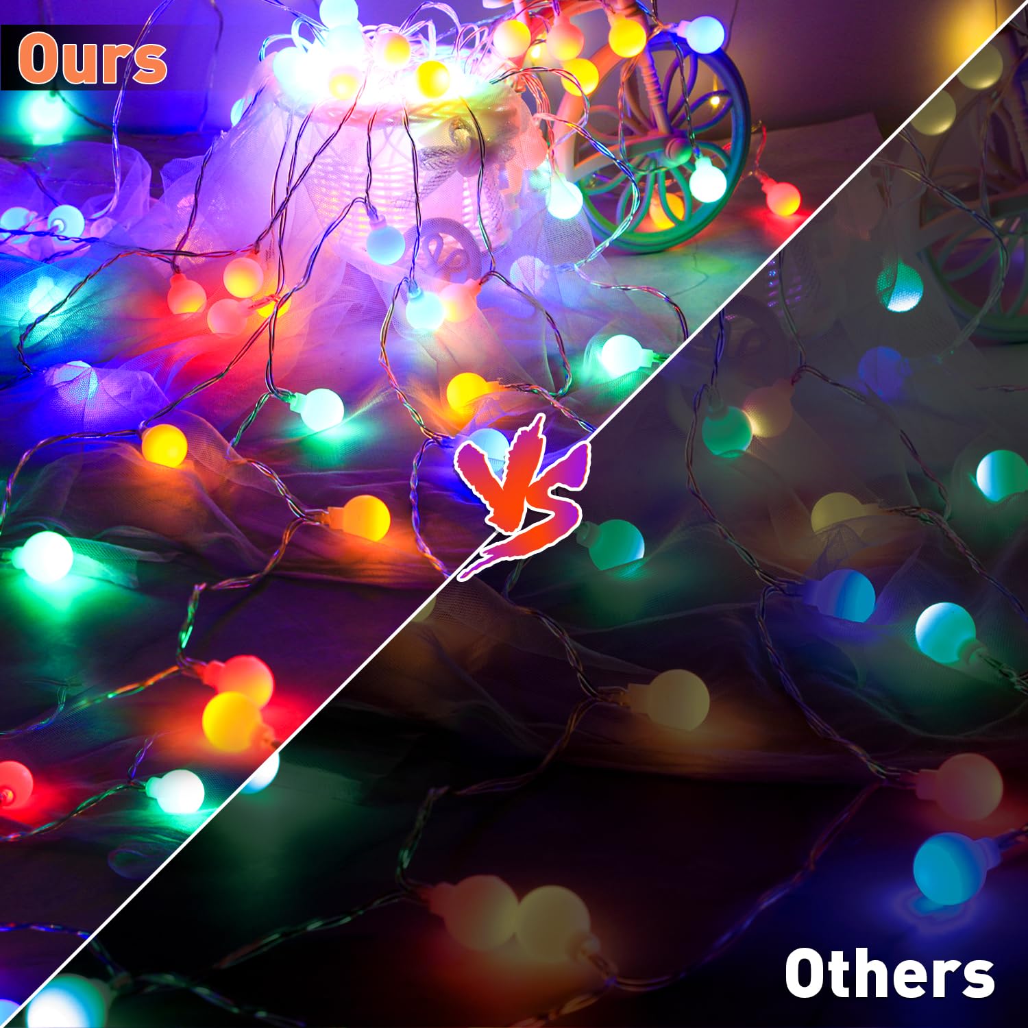 Globe String Lights, 26Ft 64 Led Rgb Christmas Fairy Lights Battery Operated, Twinkle Lights With Remote Control For Par