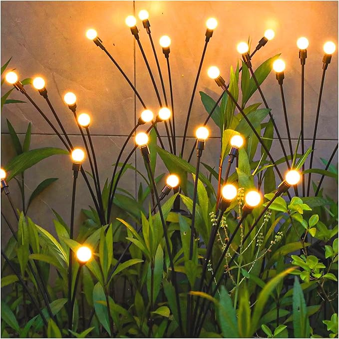 4 Pack Solar Swaying Garden Lights Warm White Outdoor Yard Patio Pathway Decor