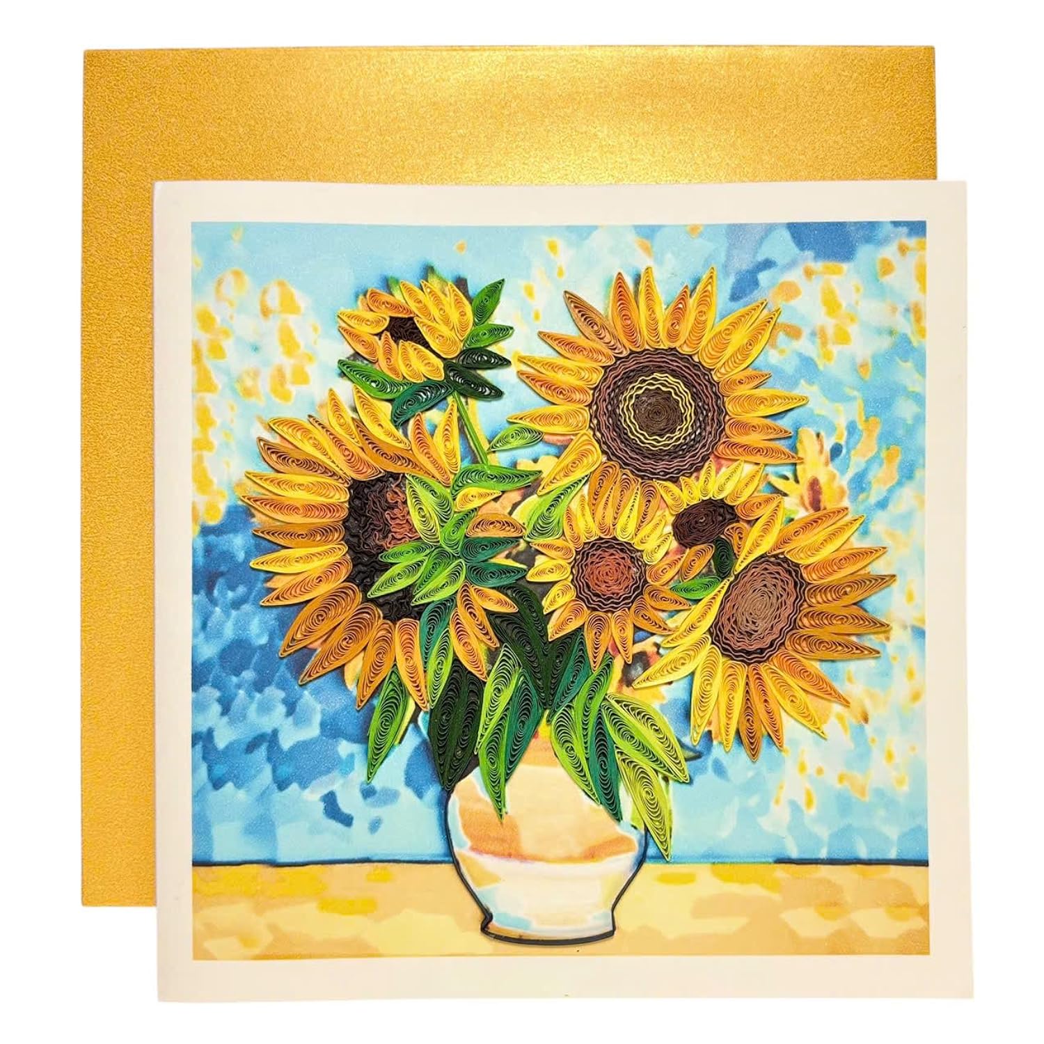 Handcraft Quilling Greeting Card Sunflower Design For Him Her, Friend, Mom, Dad, Daughter, Sister For Happy Birthday, Mother'S Day, Anniversary, Blank Inside, Includes Envelope, Ready To Gift