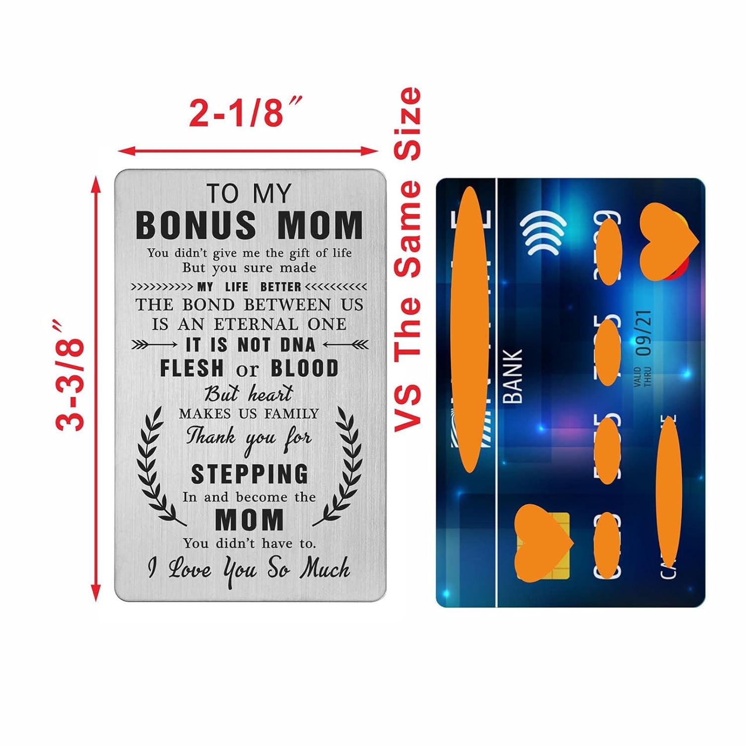 To My Stepmom Gifts Stepmother Wallet Card, Thank You For Stepping In And Become The Mom You Didn'T Have To, Step Mom Birthday Christmas Mothers Day Presents