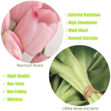 20Pcs Artificial Tulip Flowers,16 Inch Real Touch Tulip Stems With Faux Leaves, Faux Tulips And Buds For Home Décor Centerpiece Ornament Wedding Bouquet,Pink