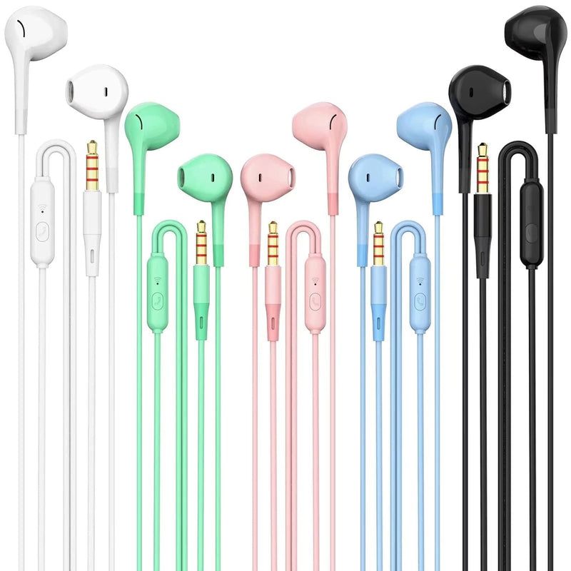 Earbuds Headphones 5 In One Pack, Wired Earbud With Heavy Bass Stereo Noise Bl