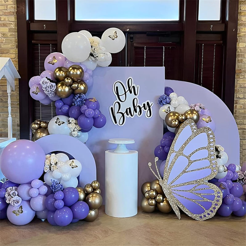 Purple Balloons For Butterfly Party Decorations,134Pcs Light Pastel Pu