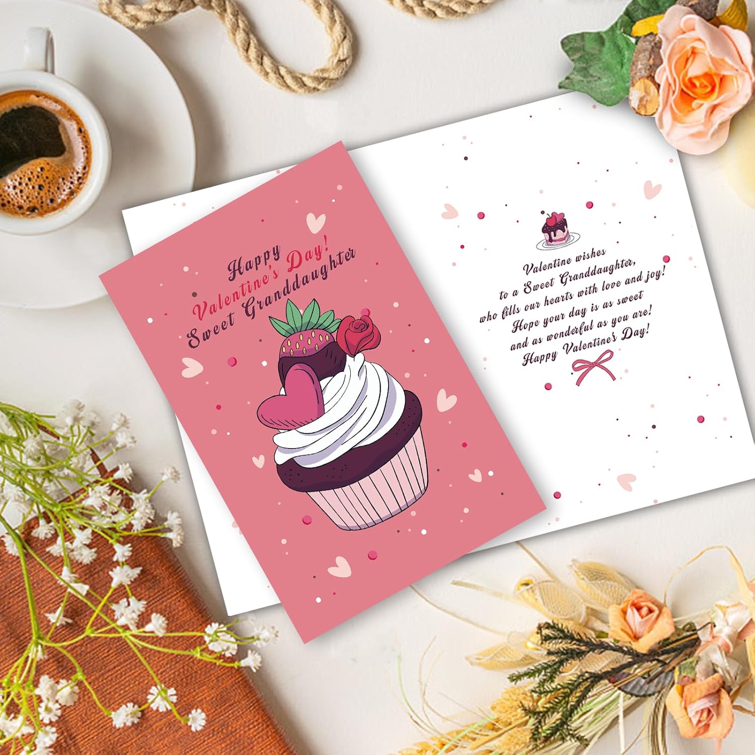 Sweet Granddaughter Valentine Card, Thoughtful Love Valentines Day Gift From Grandparents, Happy Valentine'S Day Greeting Card For Kids & Grandchildren