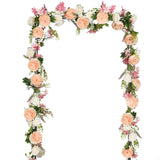2Pack Artificial Peony Flower Garland - Silk Peony Garland With Pink And White Flowers For Wedding Party Table Decoration,6Ft/Strand