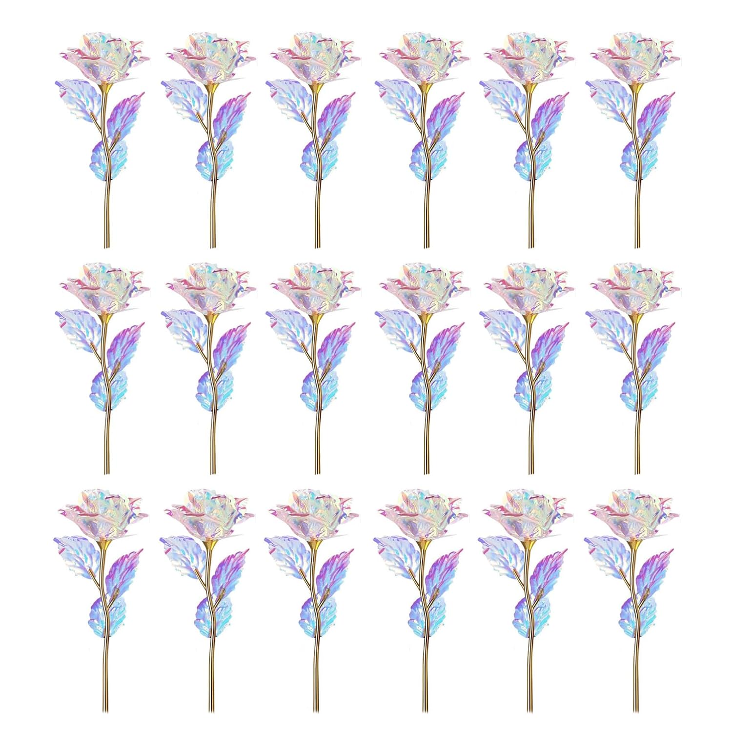20Pcs Artificial Colorful Flowers Galaxy Rose Crystal Flower Glass Rose Gifts For Wedding, Mother' S Day Memorable Days, Color A