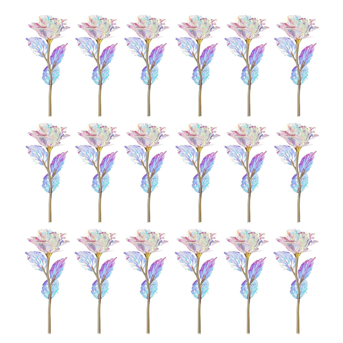 20Pcs Artificial Colorful Flowers Galaxy Rose Crystal Flower Glass Rose Gifts For Wedding, Mother' S Day Memorable Days, Color A