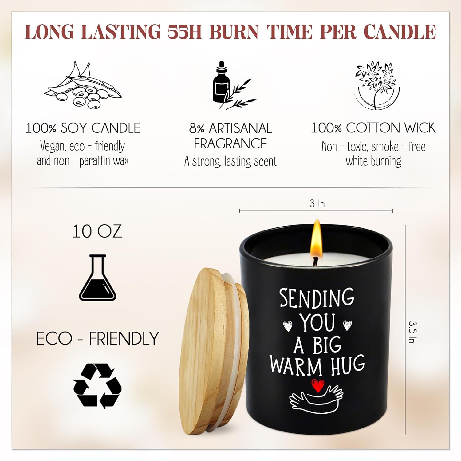 Get Well Gifts For Women Men - Long Lasting Vanilla Lavender Scented Candle 10 Oz - Birthday Inspirational Get Well Soon Thinking Of You Sympathy Encouragement Gifts For Women Friends