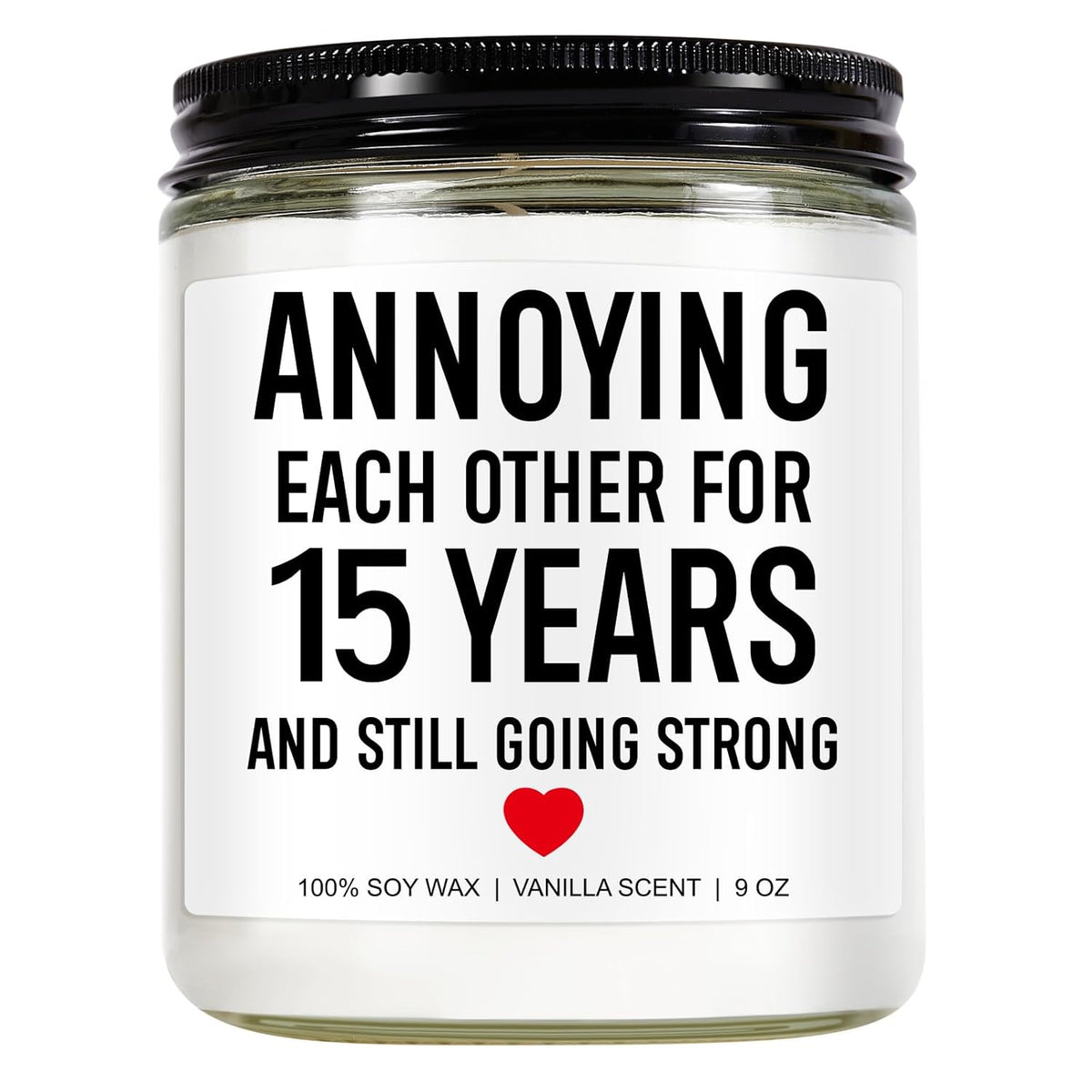 Funny 15 Years Candle, 15 Year Anniversary, Gifts For Him, Her - 15Th Anniversary, Gifts For Men, Women, Husband, Wife, Couple - 15Th Wedding Anniv. Crystal Presents - 9 Oz