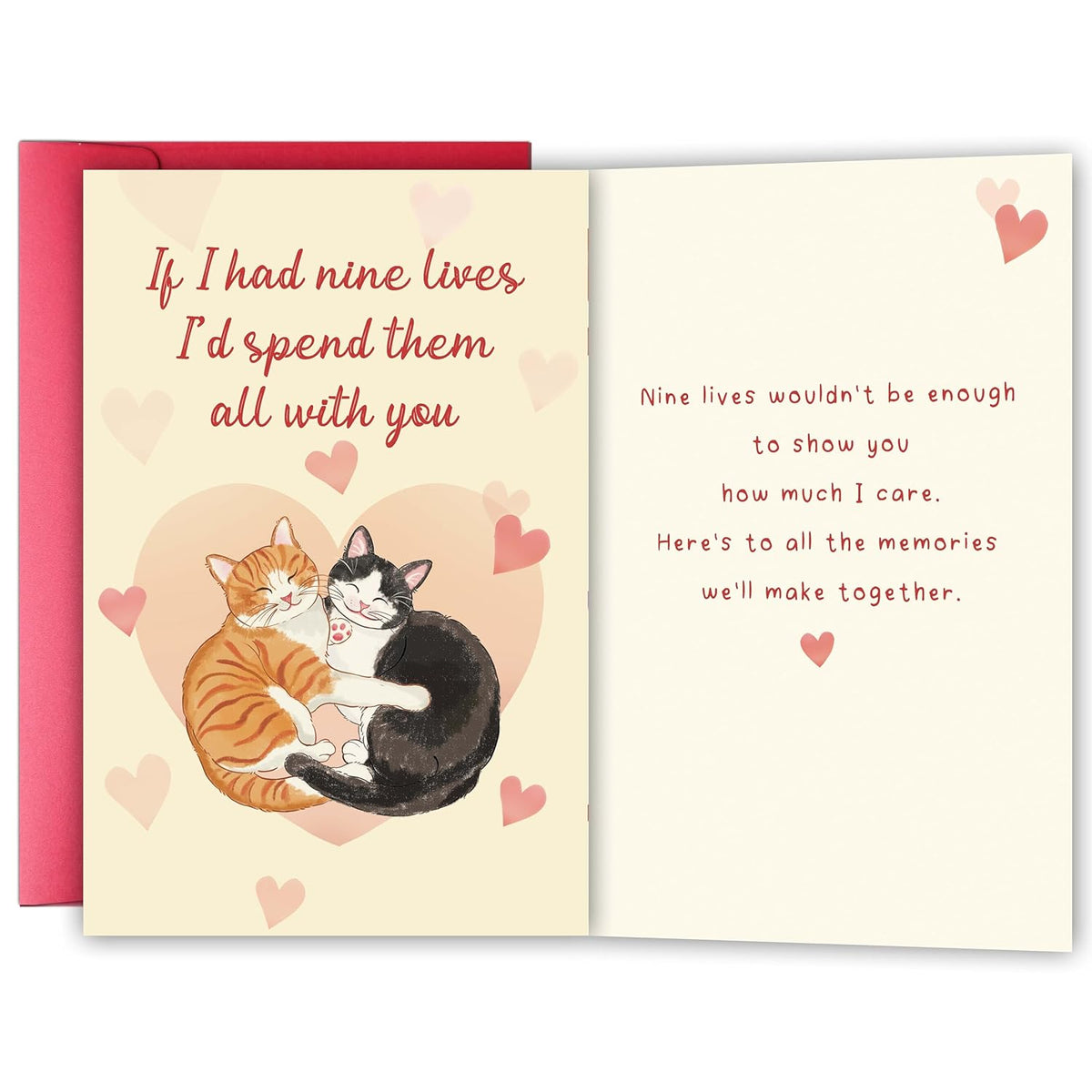 Cute Cat Couple Valentine’S Day Card Gifts For Him Her, Romantic Anniversary Cards For Boyfriend Girlfriend Husband Wife, Sweet Feline Love Greeting Card For Couples
