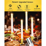 Christmas Window Candles, 6 Pack Battery Operated Flameless Taper Candles For Windows With Timer Remote, Electric Candle Lights With Candle Holders Suction Cups For Christmas