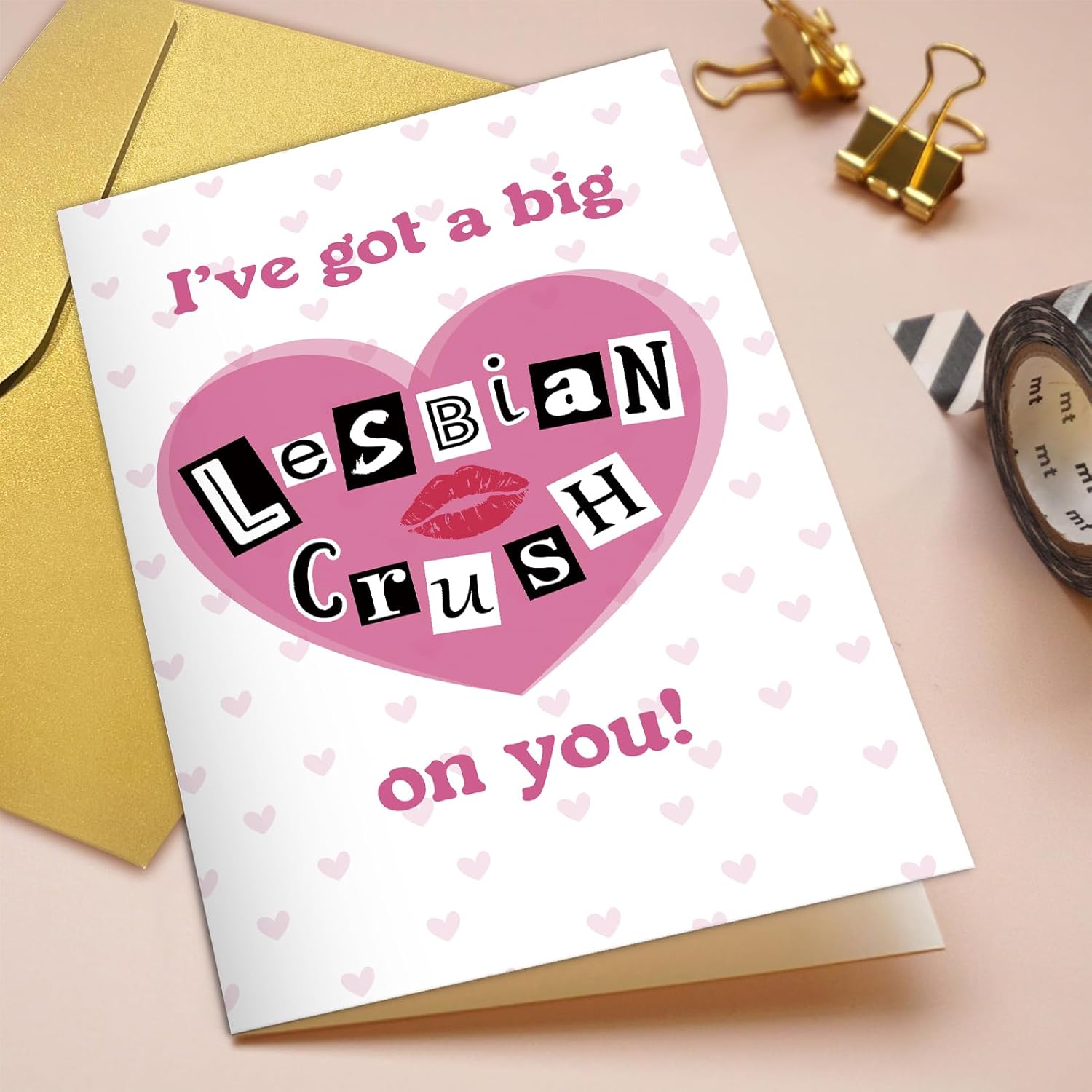 Funny Lesbian Valentine'S Day Card, Valentine'S Day Card For Lesbian Couple, Lgbtq Love Valentines Day Card For Her, Galentine'S Day Card For Women Lady, I Got A Big Lesbian Crush On You Card