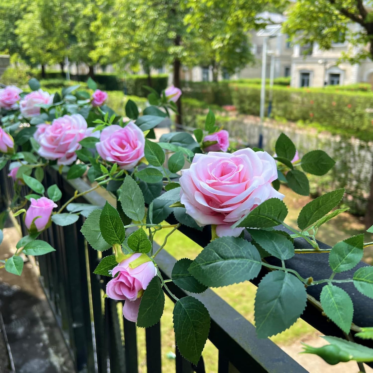 5.9Ft Bendable Rose Flower Garlands, Artificial Silk Wild Roses Vine Hanging Flowers For Wall Fireplace Fence Table Centerpieces Trellis Wedding Indoor Outdoor Spring Decor(Pink, 1Pc)
