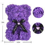 Artificial Rose Flower Bear,Perfect Romantic Gift For Her, Valentine'S Mother'S Day, Christmas, Birthday,Thanksgiving Party Anniversary Girl Friend Wife With Heart-Shaped Diamond,Purple.