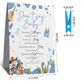 Cowboy Don'T Say Baby Sign, Western Party Game For Boys It'S A Boy Sign With 50 Mini Clothespins Rustic Cowboy Baby, Blue & Brown Western Theme