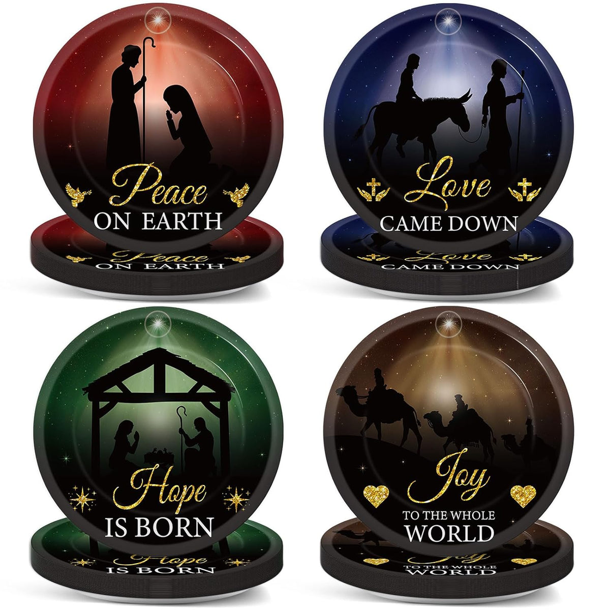 100 Pcs Christmas Nativity Paper Plates 7 Inch Jesus Holy Night Disposable Plate Bible Tableware Set Xmas Religious Dinnerware Nativity Party Supplies For Christmas Baptism Winter Holiday Party Decors