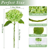 Hydrangea Artificial Flowers, 4Pcs Real Touch Flowers, 20" Faux Hydrangea Flowers, Latex Real Touch Hydrangeas, Fake Flowers For Home Decor Party Bouquet Wedding Decoration, Green