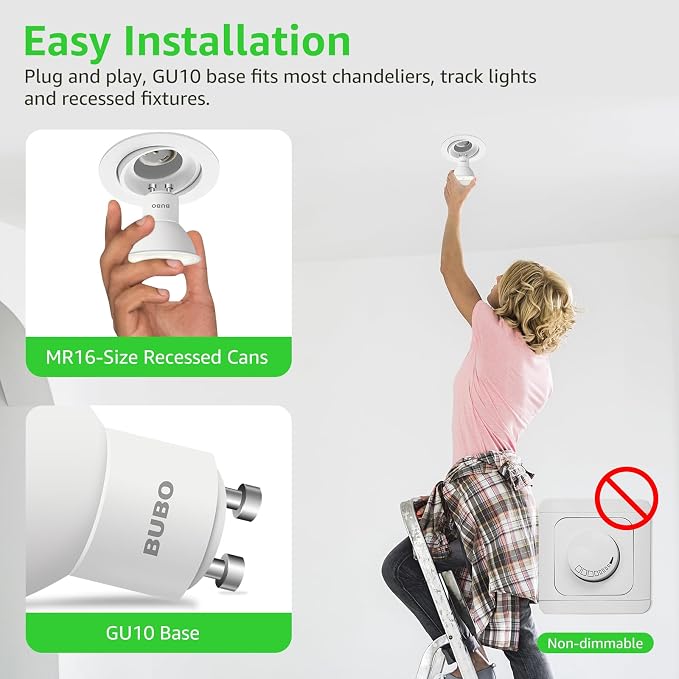 GU10 LED Light Bulb 50W Equivalent Soft White 2700K 10 Pack