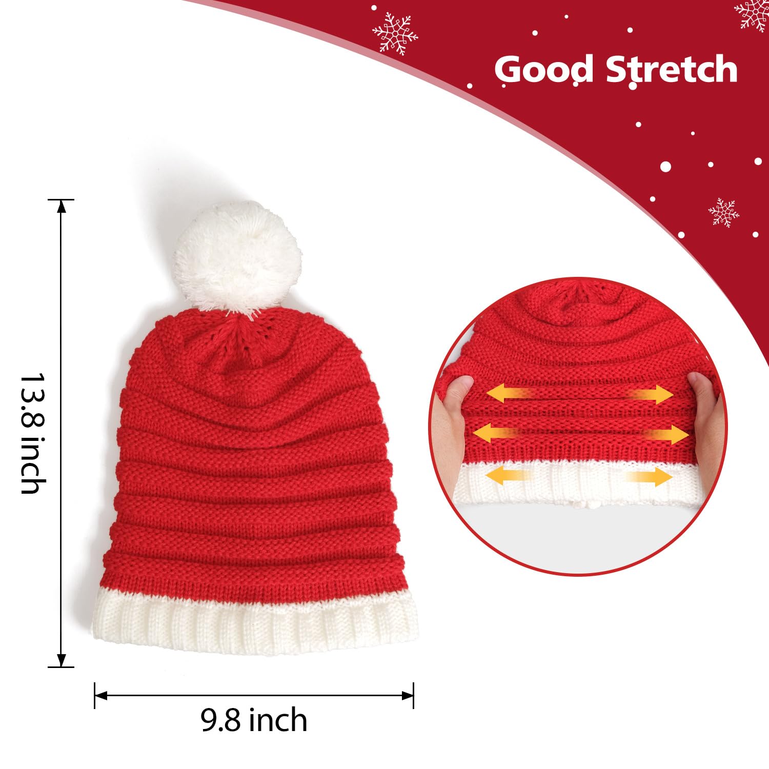 Knitted Santa Hat Adult Christmas Xmas Unisex Knit Beanie Red Skull Cap Stocking Hats For Women Men