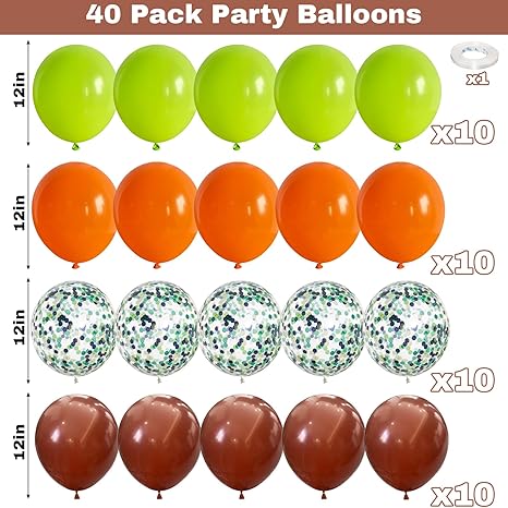12Inch Orange Fall Balloons Autumn Brown Green Latex Confetti Party Decorations