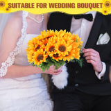 8 Pcs Fake Sunflower Bouquets, 11.8 In Artificial Flower Artificial Sunflower With Stems For Baby Shower Birthday Party Home Kitchen Wedding Decor, Bride Holding Flower, Table Centerpiece