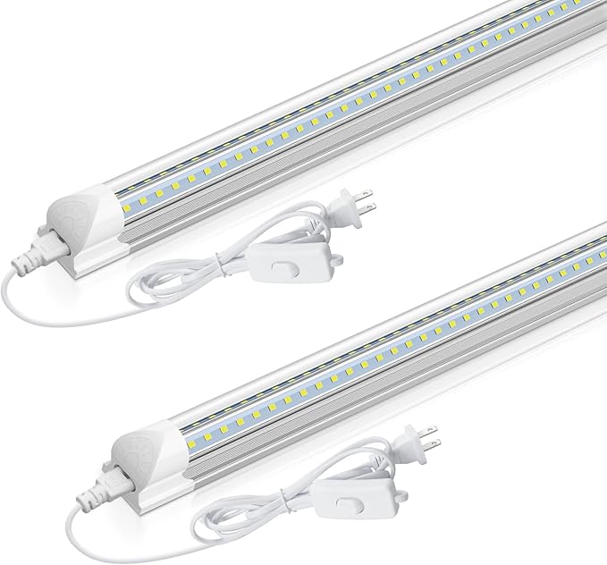 2 Pack 2FT LED Shop Lights 22W 3300LM 6500K Linkable T8 Utility Fixtures