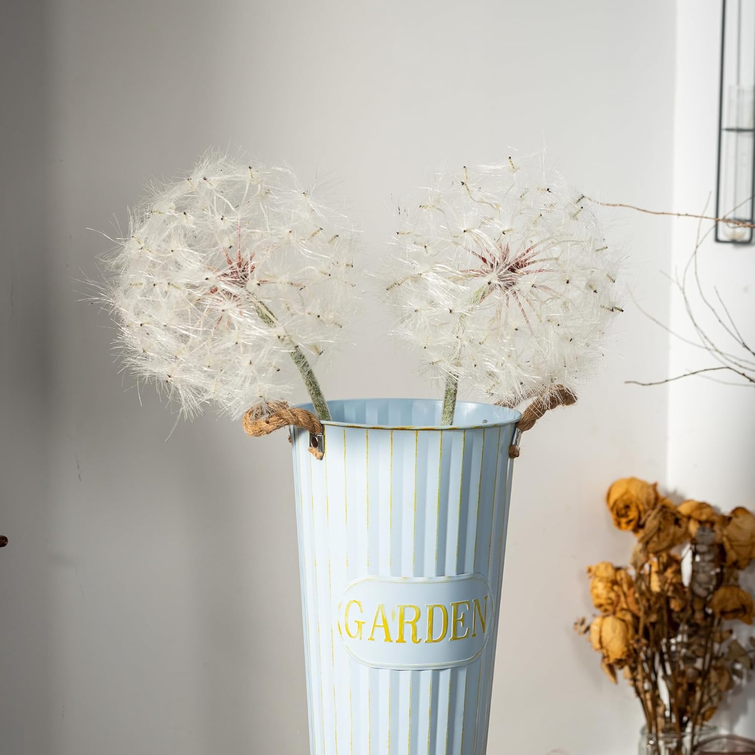 Giant Artificial Dandelion Flower Fake Dandelion Decor For Home (2 Pcs) (White)
