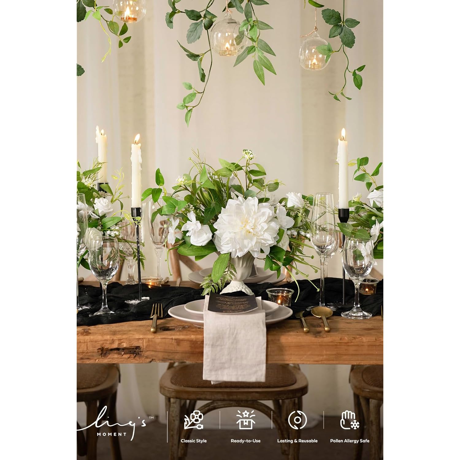 Green White Artificial Flowers With Vase Wedding Table Decor Bouquet Centerpiece Flower Potted For Ceremony Reception Desk Flowers Mantel Archway Aisle, Set Of 2