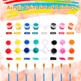 20 Pack Mini Acrylic Paint Sets,8 Colors Filled Paints With 23 Brushes,Acrylic Paint Strips For Art Craft Painting,Washable Paints Set For Home Birthday Party Diy Favors