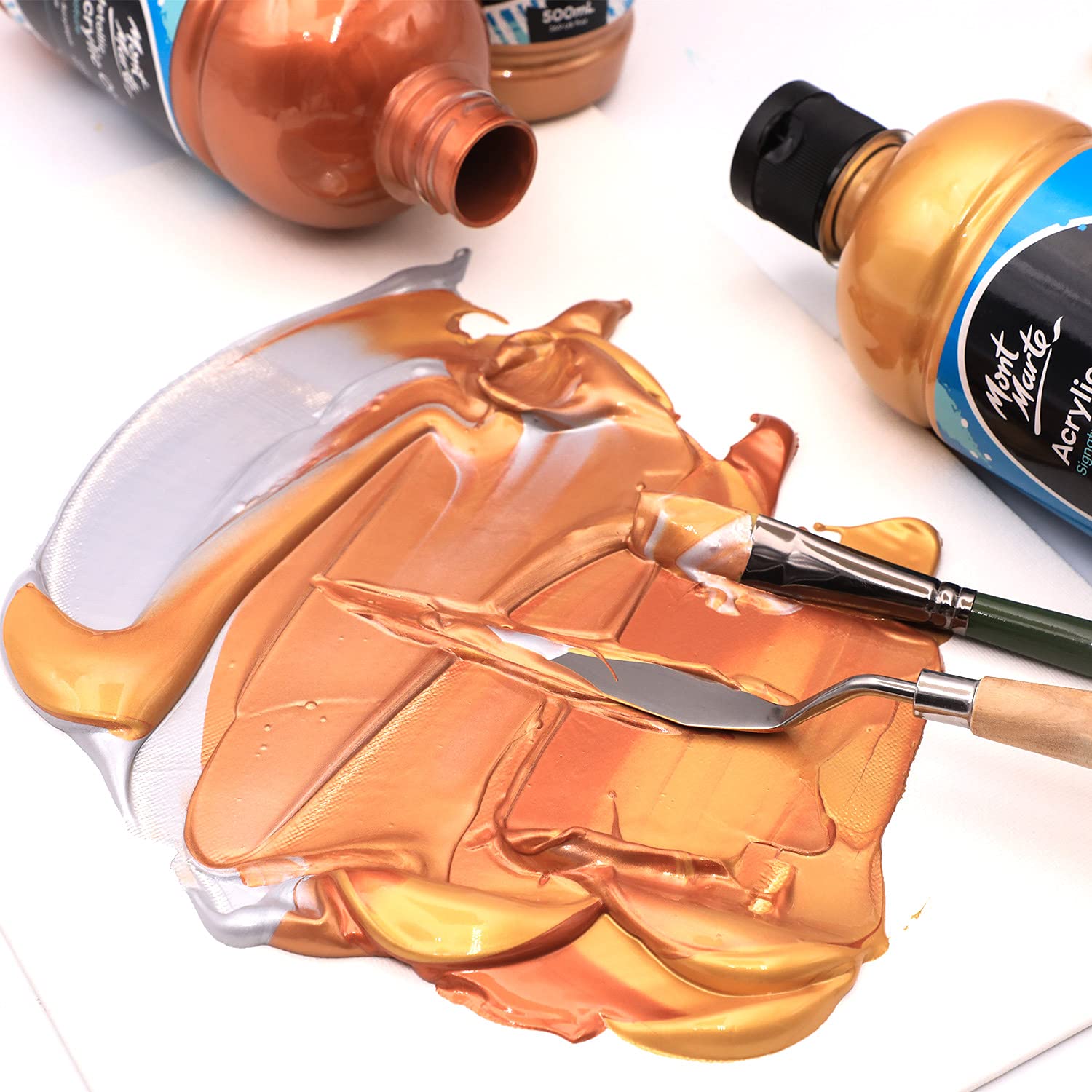 Gold Acrylic Paint Set 16.9Oz (500Ml), Perfect For Canvas, Wood, Fabric, Leather, Cardboard, Paper, Mdf And Crafts