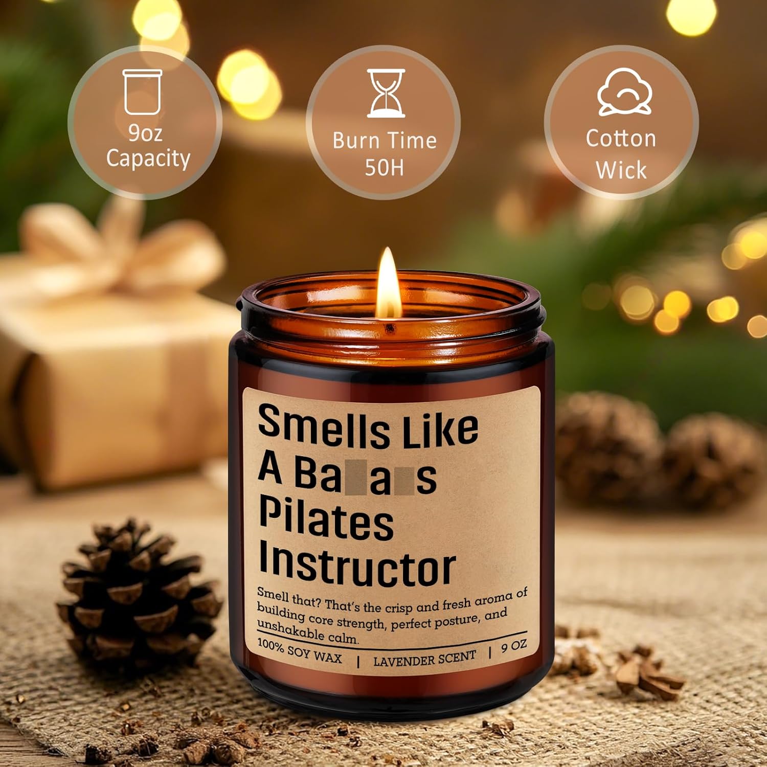 Candle, Pilates Instructor Gifts, Pilates Gifts For Women Men, Funny Exercise, Gym Workout, Birthday, Valentines Day, Appreciation, Thank You Idea For Reformer Fitness Teacher Lover Friend Mom