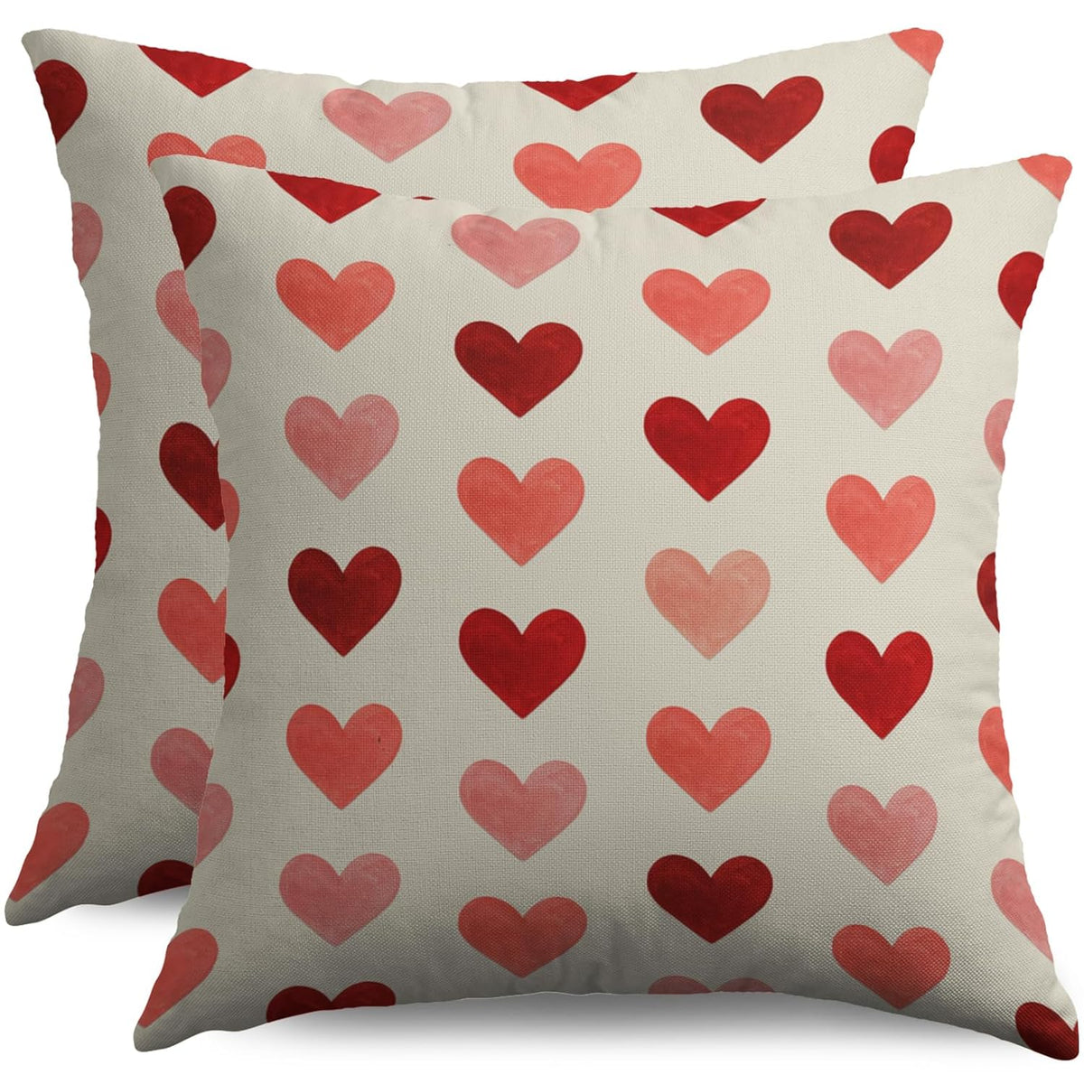 Valentines Day Pillow Covers 18X18 Inch Set Of 2 Red Pink Love Heart Print Valentines Decorative Throw Pillowcases Holiday Anniversary Outdoor Farmhouse Cushion Cases Decor For Sofa Couch Bed