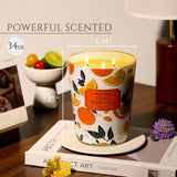 Homelights Scented Candles | Large Jar 34 Oz Natural Soy Candle | 130 Hrs Long-Lasting With 3 Wicks | Eclectic Mixed Styles Home Decor | Gifts For Mom & Women, Citrus Wood Sage