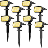 8 Pack 76 LED Solar Spot Lights 2 in 1 IP65 Waterproof Landscape Flood Lights Warm White