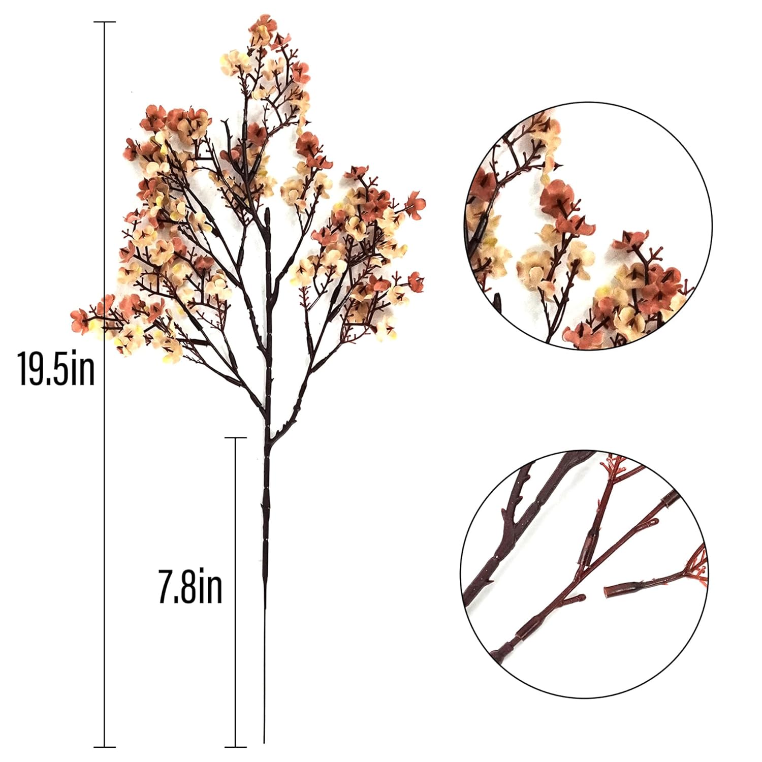 10 Pcs Babys Breath Artificial Flowers Bulk Real Touch Flowers Fake Flowers Silk Flowers For Home Decor Indoor Floral Arrangement Table Centerpieces Festival Party Decor (Beige Brown)