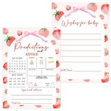 30 Pack Strawberry Baby Shower Games, Strawberry Baby Predictions & Advice Cards For Babies Parties Game Activity, Advice For New Parents To Be, Predictions Cards For Adults Sharing Wishes 5 X 7