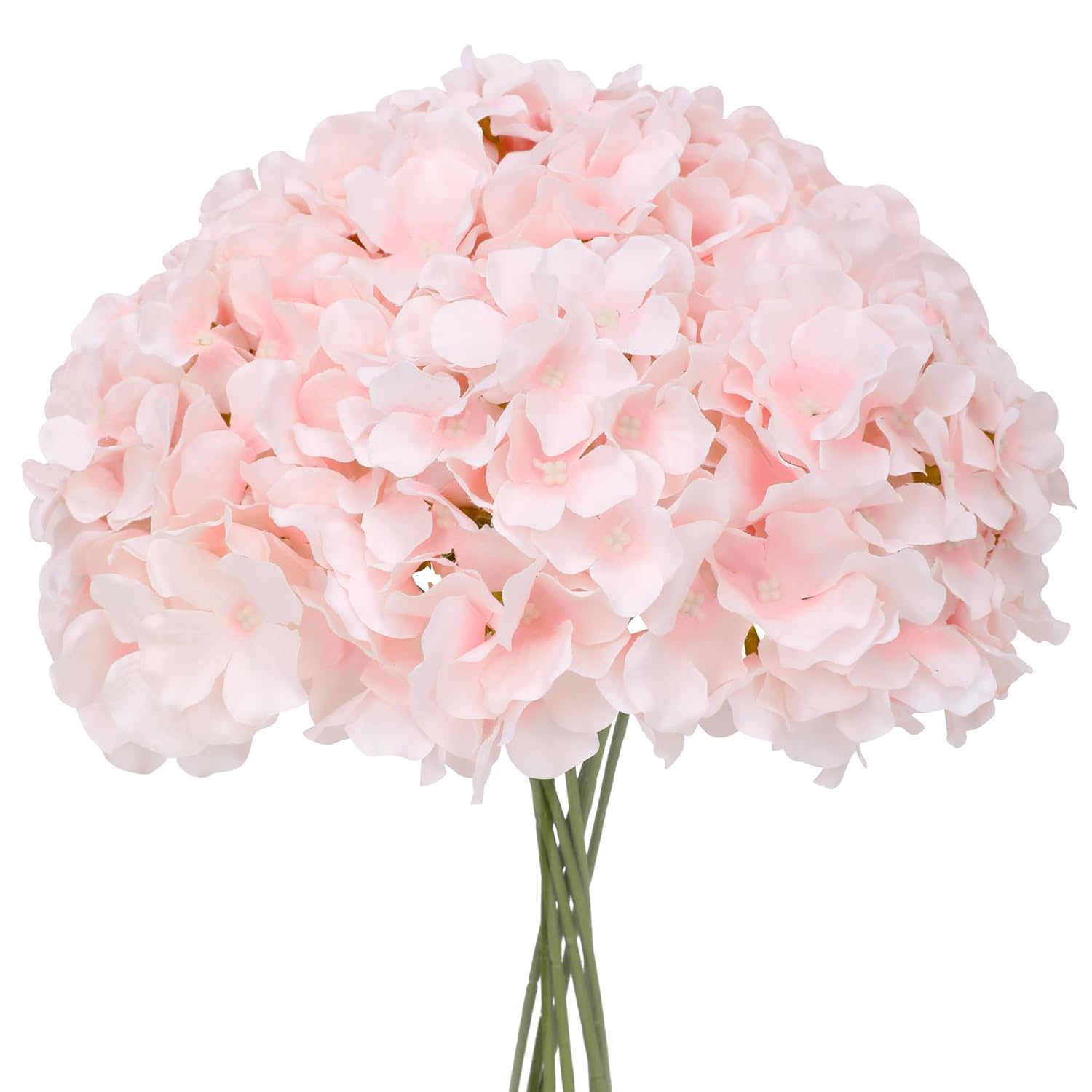 Fake Pink Hydrangea Artificial Flowers - Faux Silk Hydrangeas Flowers Heads With Stems Real Touch For Home Wedding Party Table Decor(Pink,Pack Of 10)