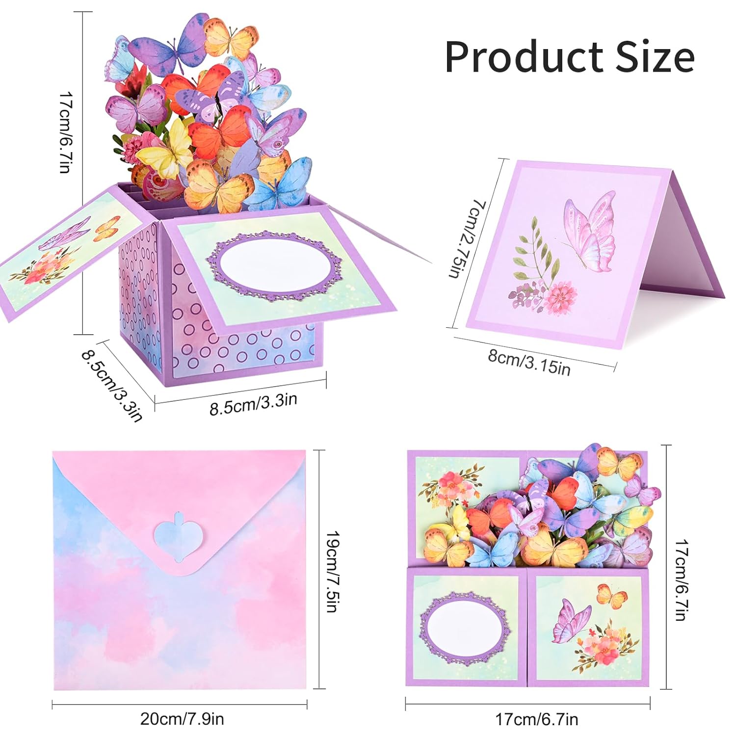 3D Butterflies Pop Up Card For Women, Wife, Mom, Daughter, Sister - 7" X 7" Butterfly Gift Card For Birthdays, Thank You, Get Well, Mother Day, Anniversary- Includes Notecard And Envelope