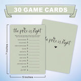 The Price Is Right Baby Shower Game Set - Minimalism Moss Green - 30 Double-Sided Fill In Style Game Cards, Gender Reveal, Baby Announcement, Party Favor & Supplies - A10