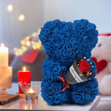 Rose Bear Valentines Day Gifts For Her Artificial Rose Teddy Bear For Girlfriend Mom Wife Handmade Rose Bear For Mothers Day Anniversary Birthday Gifts (Royal Blue)