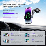 15W Wireless Car Charger with RGB Backlit, Auto Clamping for iPhone & Samsung