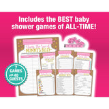 Baby Shower Games For Girl - 7 Games Instant Fun - Baby Prediction Cards, Guess Who Mommy Or Daddy, Word Scramble, Advice Cards, Pictionary, How Big Is Mommys Belly, Mason Jar Design