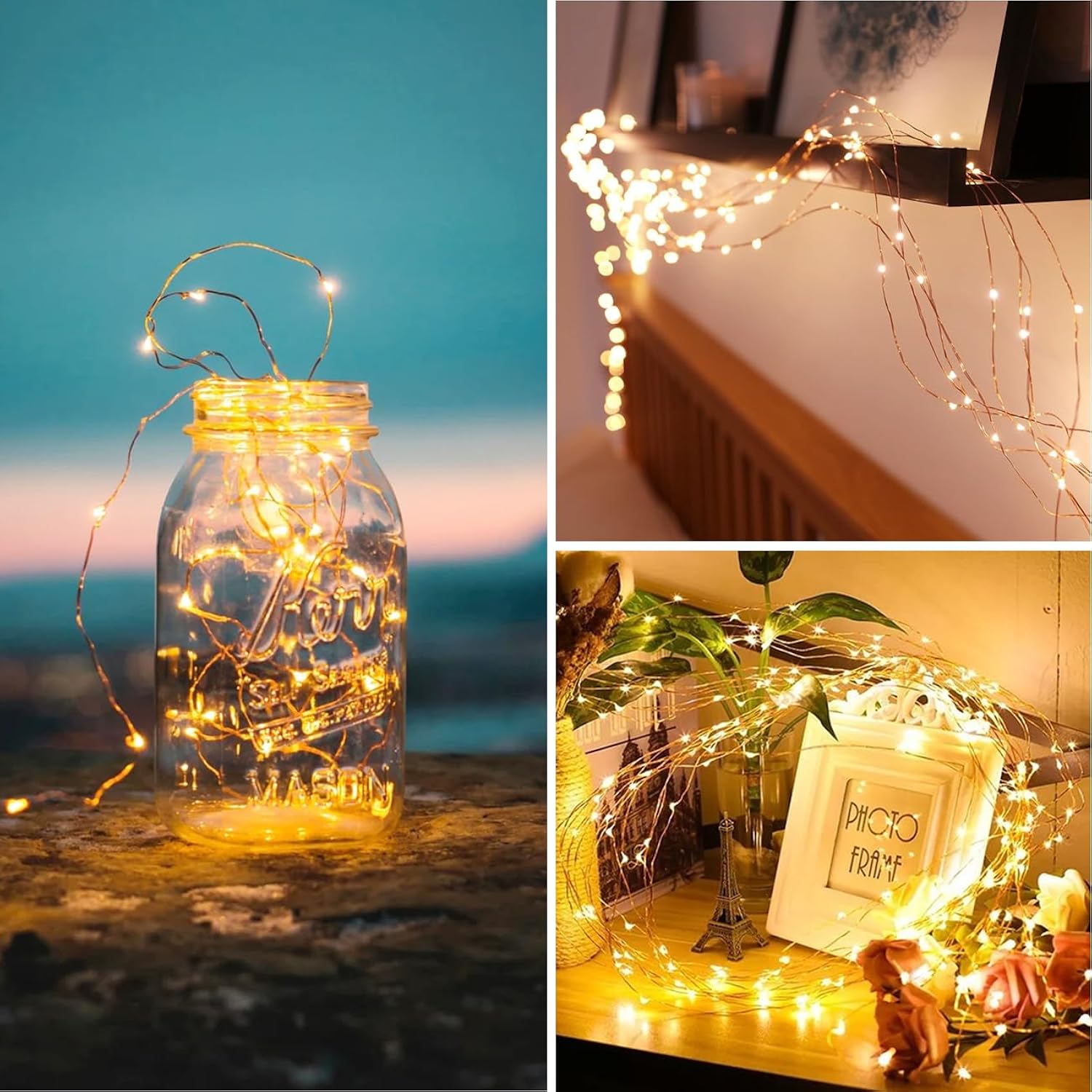 2 Pack Fairy Lights Battery Operated With Remote,Each 40Ft 120 Led Copper Wire Twinkle Lights,Timer Waterproof Outdoor 8