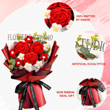 Crochet Flowers Bouquet, Crochet Roses Knitted Flower Bouquet For Valentine'S Day, Mother'S Day, For Girlfriend, Wife, Lover, Mom, Red