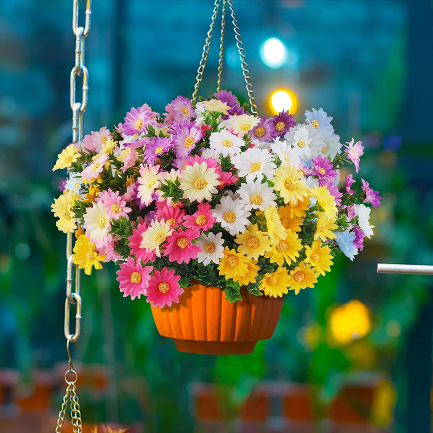 12 Bundles Artificial Fake Flowers For Outdoor Decoration,Uv Resistant Faux Plastic Fabric Greenery Shrubs Plants Fake Flowers Hanging Planter Kitchen Home Wedding Office Garden