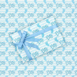 Baby Shower Wrapping Paper Boy, Blue Footprints Boy Baby Shower Wrap Paper Folded Flat 19.6X27.5 Inches Per Sheet With Ribbon Set For Newborn Infant Kids Birthday Holiday Celebration Party Gift Wrap