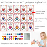 30 Pack Valentines Cards For Kids School Classroom - Heart Shaped Gem Crystal Valentine Exchange Cards Gifts - Gemstone Rock Gem Of A Friend