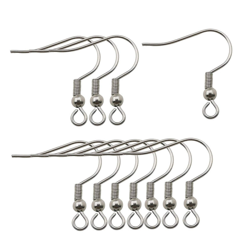 200Pcs Stainless Steel Ball And Coil Earring Hooks Findings Ear Wires Fish Hoo