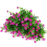 Artificial Flowers Fake Outdoor Uv Resistant Boxwood Plants Shrubs 4 Pack, Faux Plastic Greenery For Indoor Outside Hanging Planter Home Office Wedding Farmhouse Decor (Fushia)