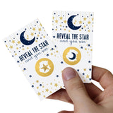 Twinkle Little Star Boy Baby Shower Scratch-Off Game Cards - Blue & Gold Theme - 30 Guest Activity Prizes